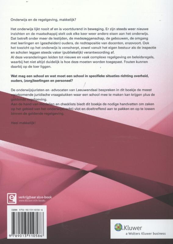 Achterkant van Onderwijs wet- en regelgeving in de praktijk