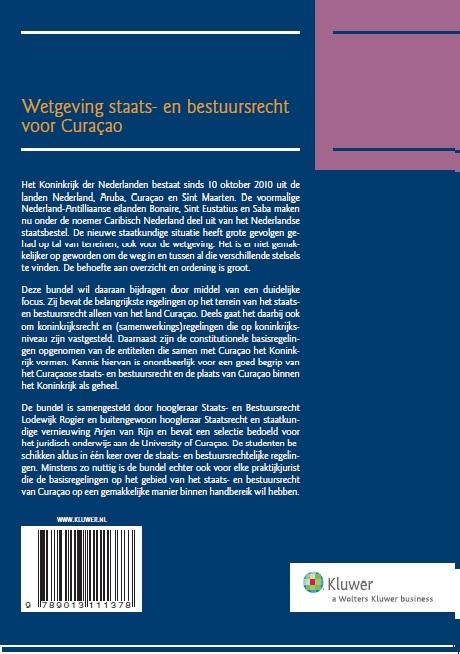Achterkant van Wetgeving staats- en bestuursrecht Curaçao
