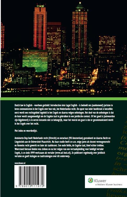 Achterkant van Dutch law in English