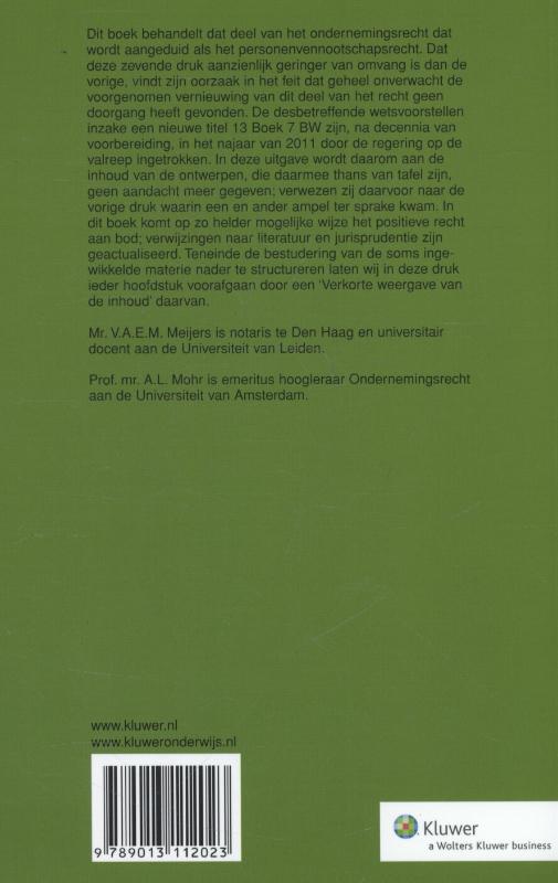 Achterkant van Van personenvennootschappen