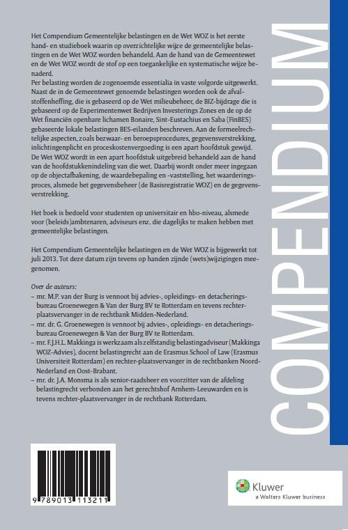 Achterkant van Compendium gemeentelijke belastingen en de Wet WOZ