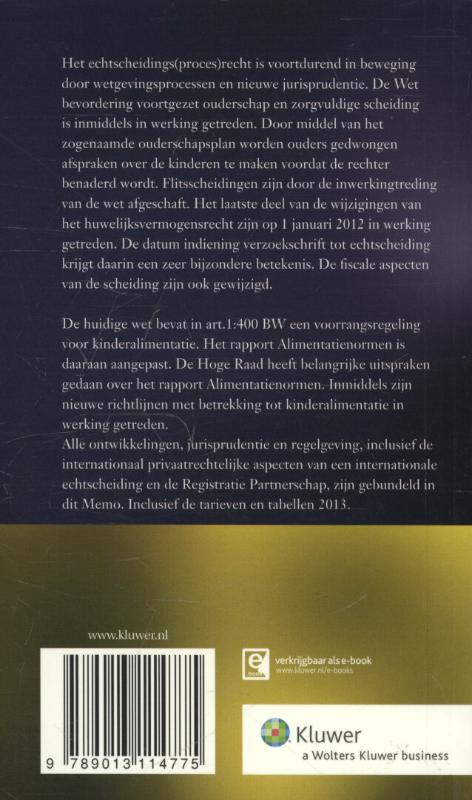Achterkant van Memo echtscheiding en alimentatie 2013