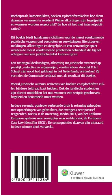 Achterkant van Leidraad voor juridische auteurs