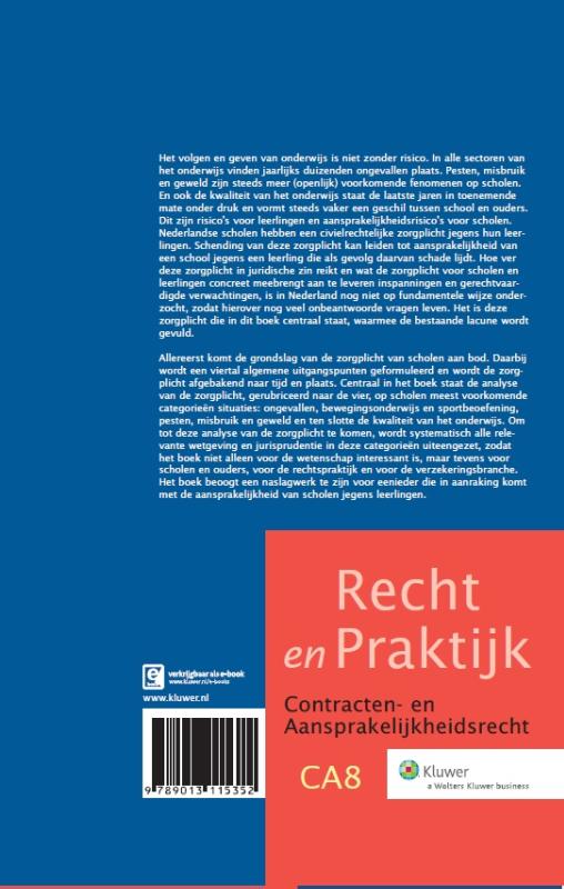 Achterkant van De zorgplicht van scholen