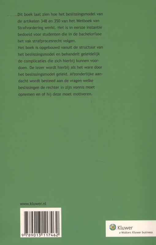 Achterkant van Het beslissingsmodel van 348/350 Sv