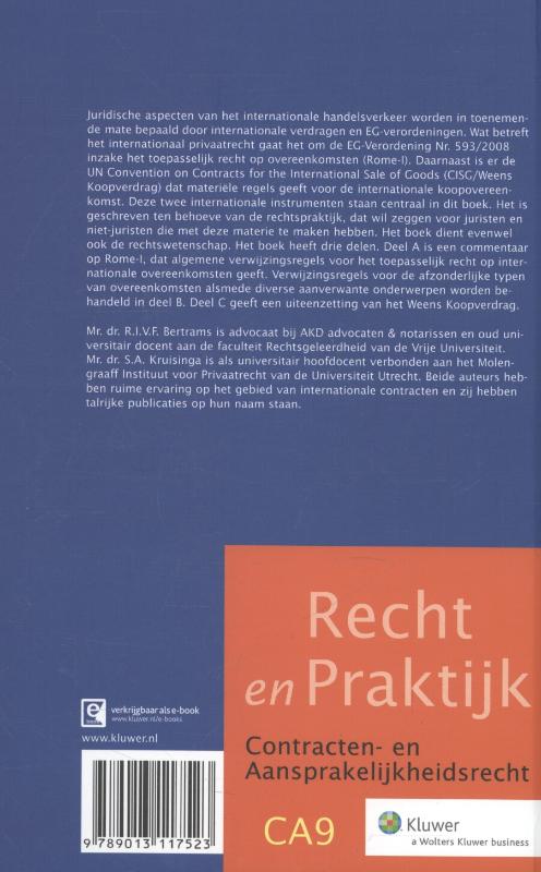 Achterkant van Overeenkomsten in het internationaal privaatrecht en het Weens koopverdrag