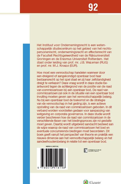 Achterkant van Vennootschappelijk toezicht op de doelvennootschap bij openbare biedingen