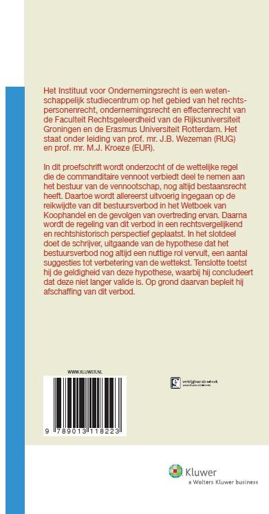 Achterkant van Het bestuursverbod bij de commanditaire vennootschap