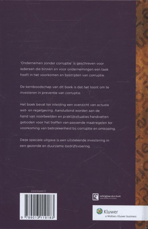 Achterkant van Ondernemen zonder corruptie