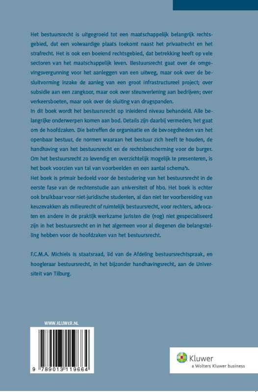 Achterkant van Hoofdzaken van het bestuursrecht