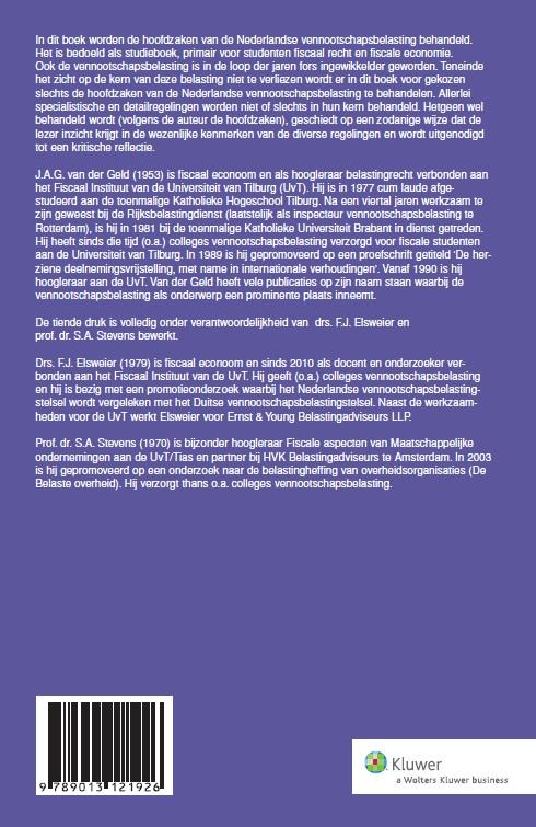 Achterkant van Hoofdzaken vennootschapsbelasting