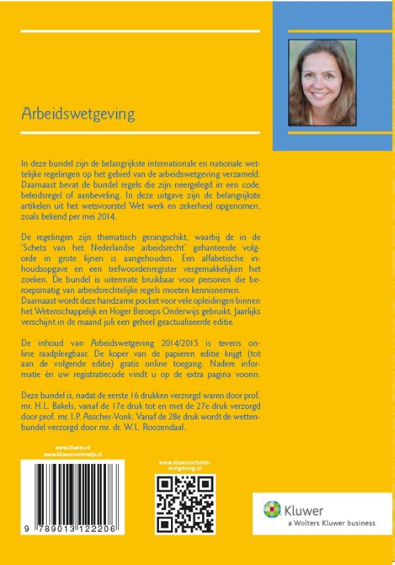 Achterkant van Arbeidswetgeving 2014/2015