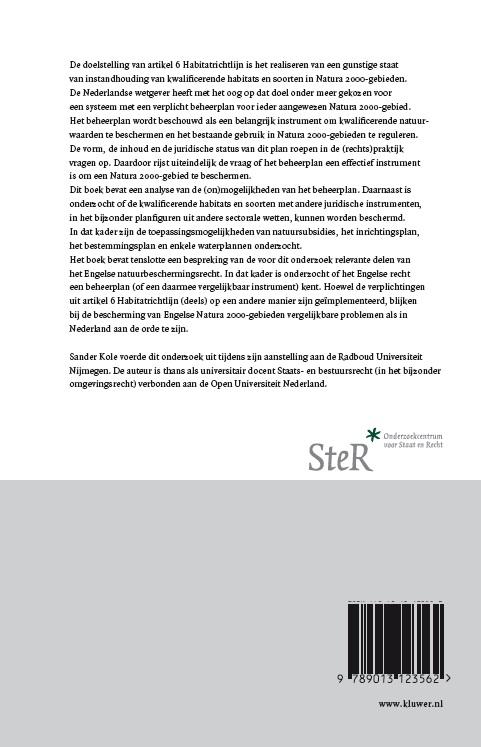 Achterkant van Het beheerplan voor natura 2000-gebieden