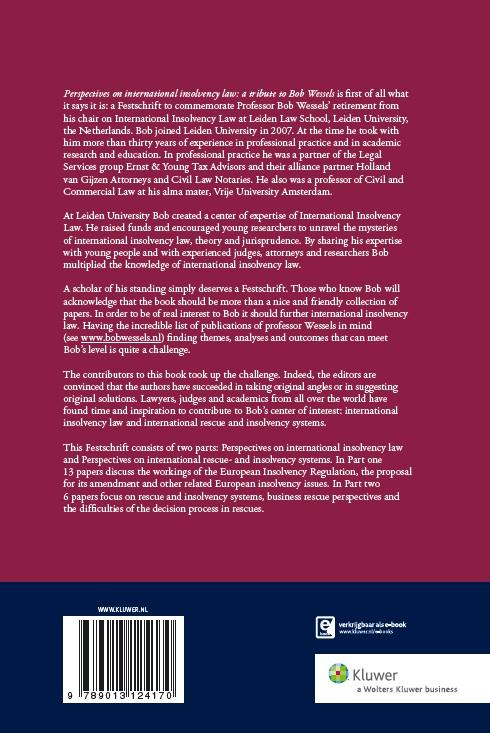 Achterkant van Perspectives on international insolvency law