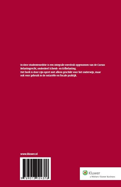 Achterkant van Studenteneditie Cursus Belastingrecht Schenk- en Erfbelasting 2014-2015