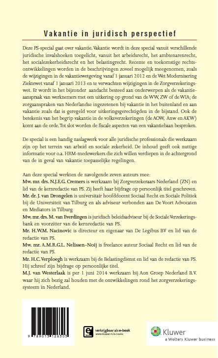 Achterkant van PS special vakantie in juridisch perspectief