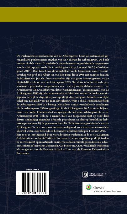 Achterkant van Parlementaire geschiedenis Arbitragewet