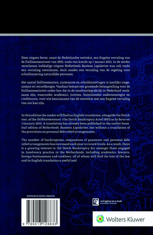 Achterkant van The Dutch bankruptcy act