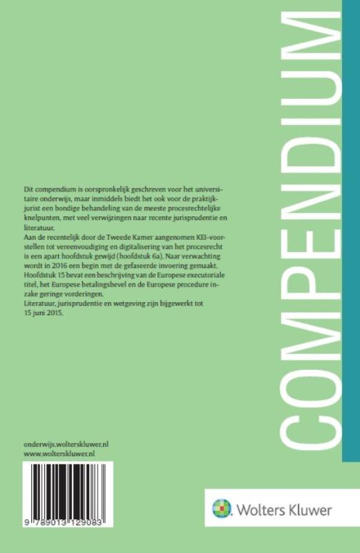 Achterkant van Compendium van het burgerlijk procesrecht