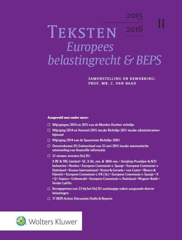 Achterkant van Teksten Internationaal & Europees belastingrecht 2015/2016