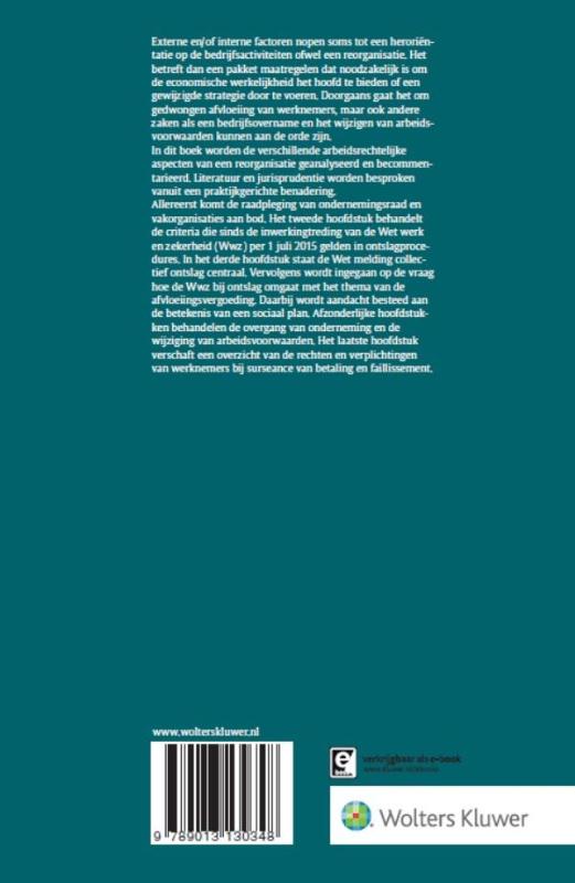 Achterkant van Arbeidsrechtelijke aspecten van reorganisatie