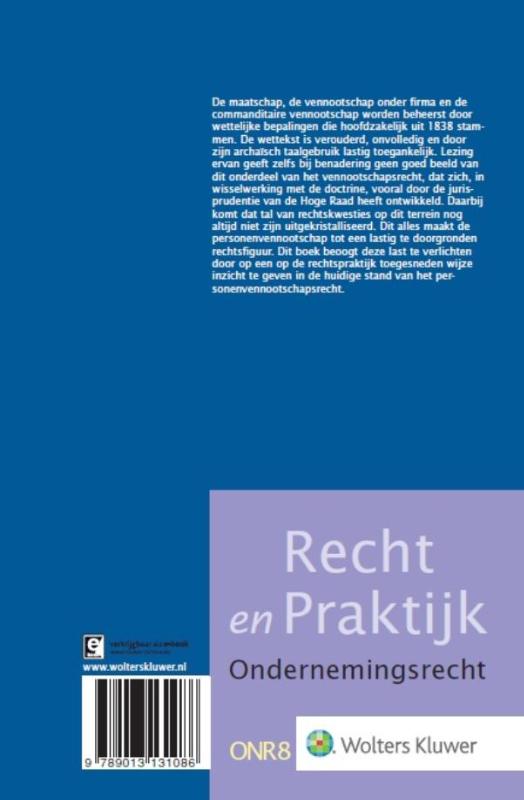Achterkant van Het Nederlandse personenvennootschapsrecht