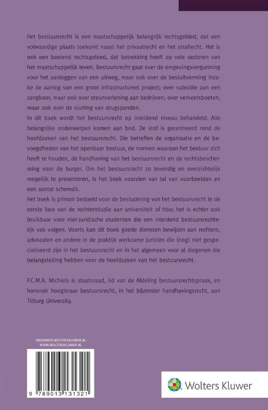 Achterkant van Hoofdzaken van het bestuursrecht