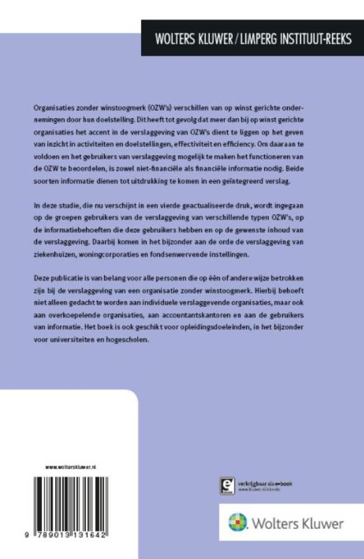 Achterkant van Verslaggeving van organisaties zonder winstoogmerk