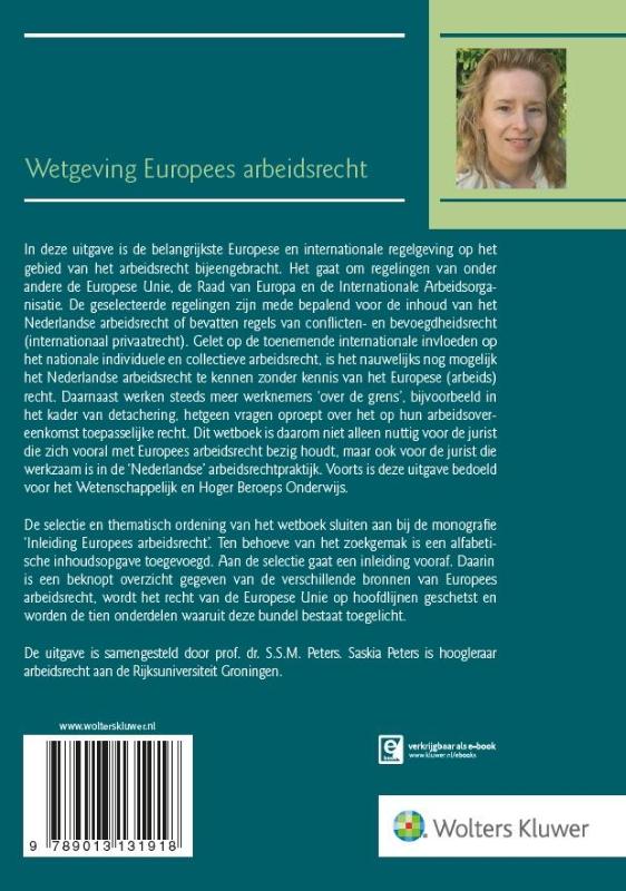 Achterkant van Wetgeving Europees arbeidsrecht