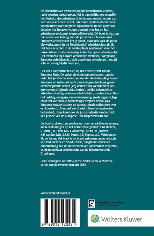 Achterkant van Inleiding Europees arbeidsrecht
