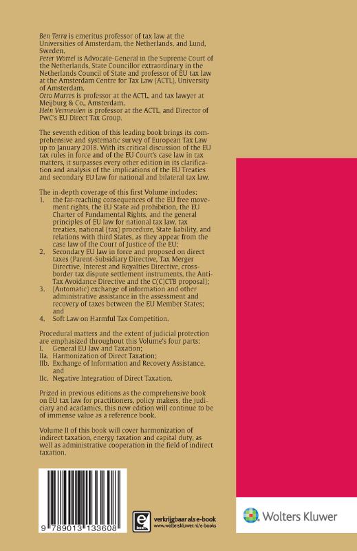 Achterkant van Vol 1 General Topics and Direct Taxation