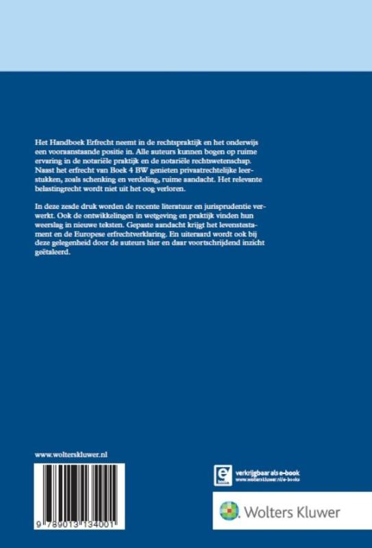 Achterkant van Handboek erfrecht