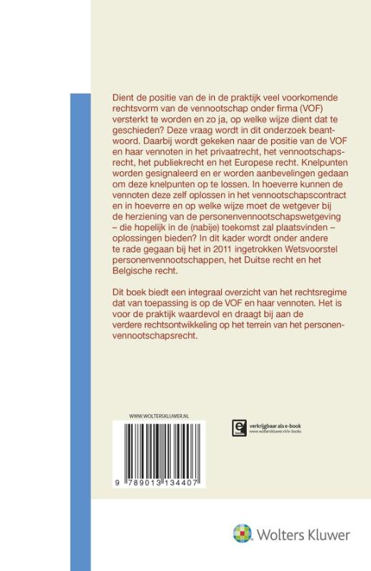 Achterkant van De positie van de vennootschap onder firma