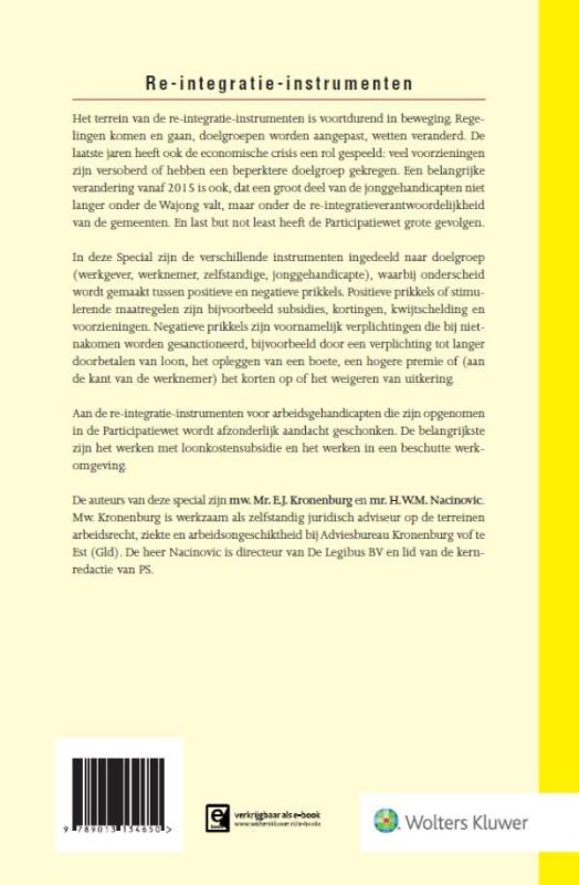 Achterkant van Re-integratie instrumenten voor arbeidsgehandicapten