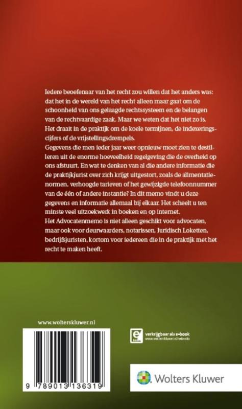Achterkant van Advocatenmemo 2016