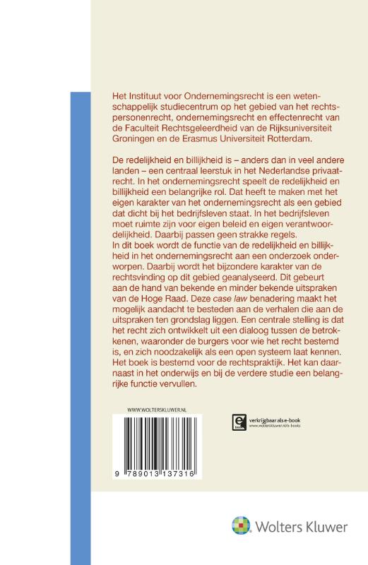 Achterkant van De redelijkheid en billijkheid in het ondernemingsrecht