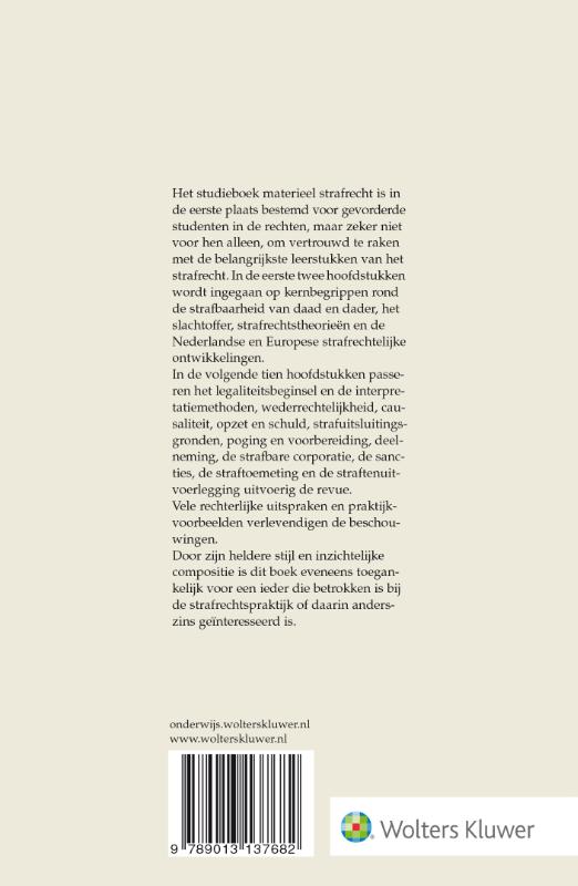 Achterkant van Studieboek materieel strafrecht