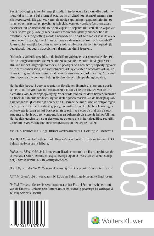 Achterkant van Compendium bedrijfsopvolging