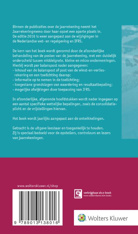 Achterkant van Jaarrekeningmemo 2016