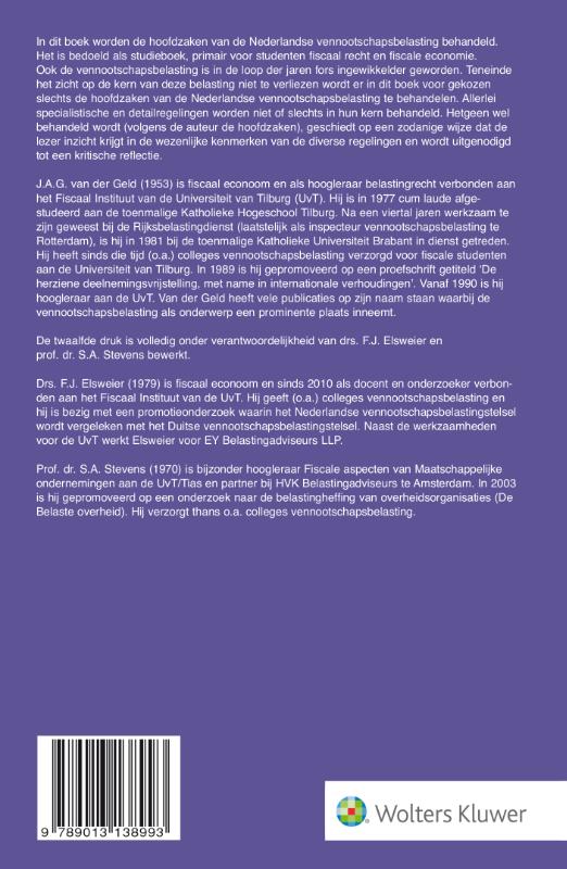 Achterkant van Hoofdzaken vennootschapsbelasting