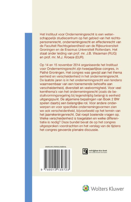 Achterkant van Eenheid en verscheidenheid in het ondernemingsrecht