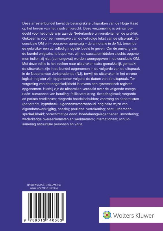 Achterkant van Arresten insolventierecht