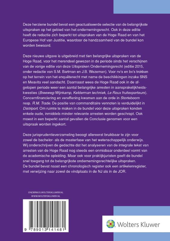 Achterkant van Uitspraken ondernemingsrecht 2017