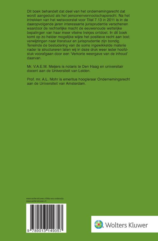 Achterkant van Van personenvennootschappen