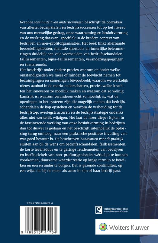 Achterkant van Gezonde continuïteit van ondernemingen