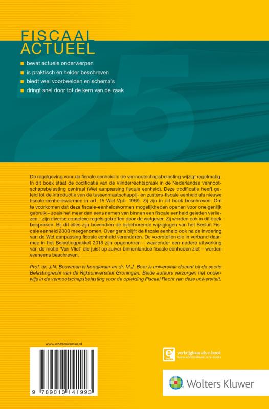 Achterkant van Wijzigingen in het regime van de fiscale eenheid