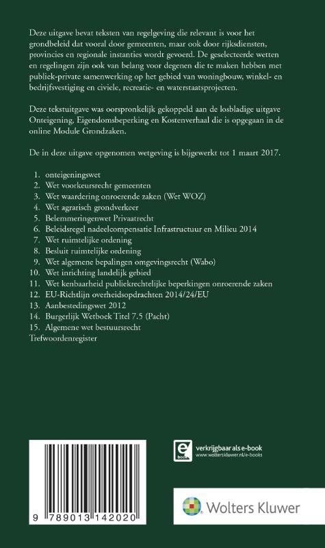 Achterkant van Regelgeving grondzaken 2017