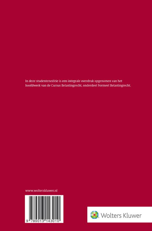 Achterkant van Cursus belastingrecht