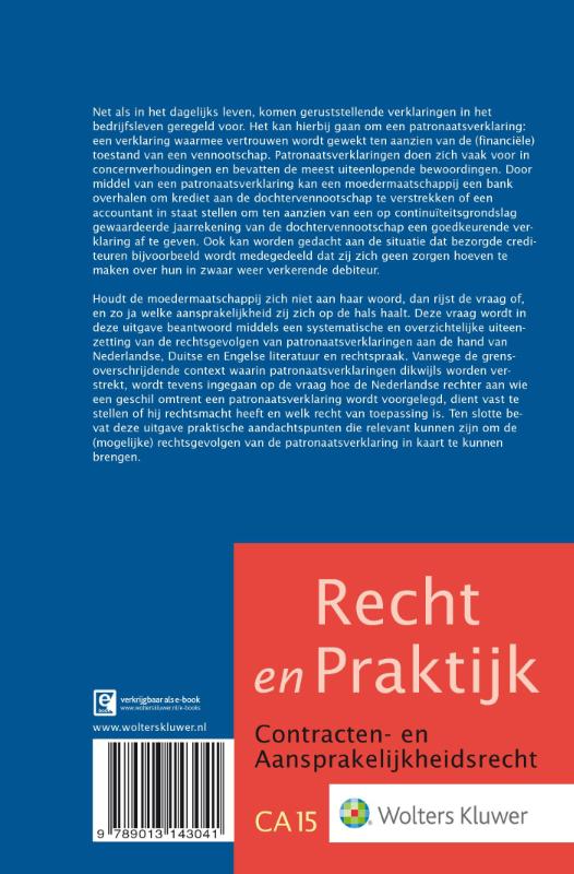 Achterkant van De patronaatsverklaring