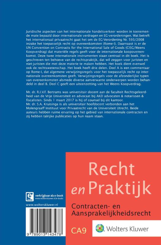 Achterkant van Overeenkomsten in het internationaal privaatrecht en het Weens Koopverdrag